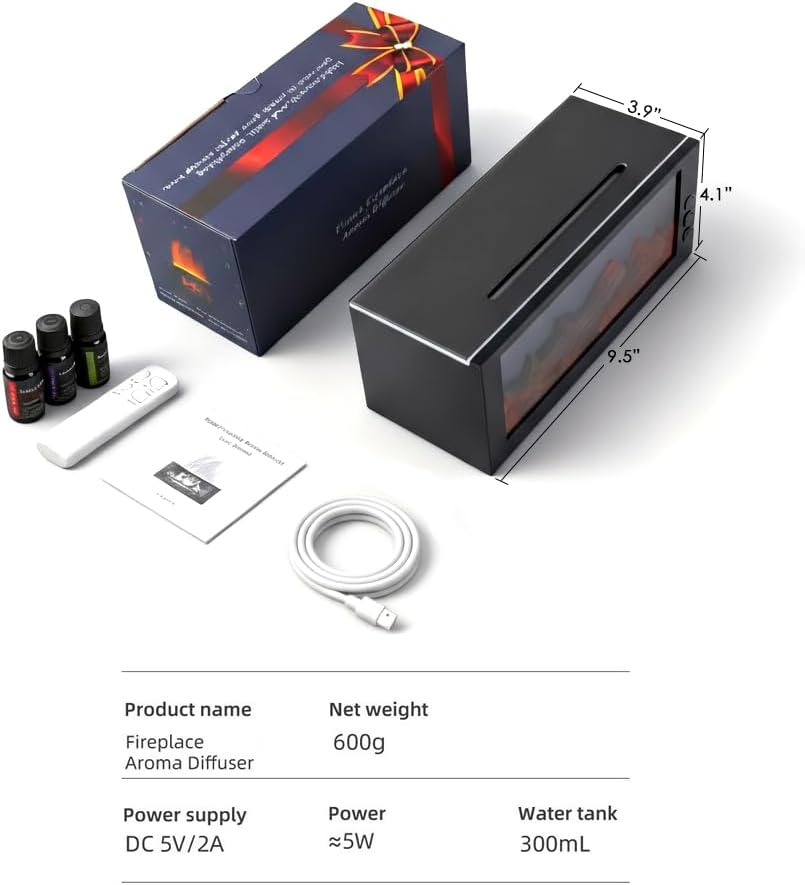Breathe Better & Relax Deeper with the 300ml Colorful Fireplace Diffuser