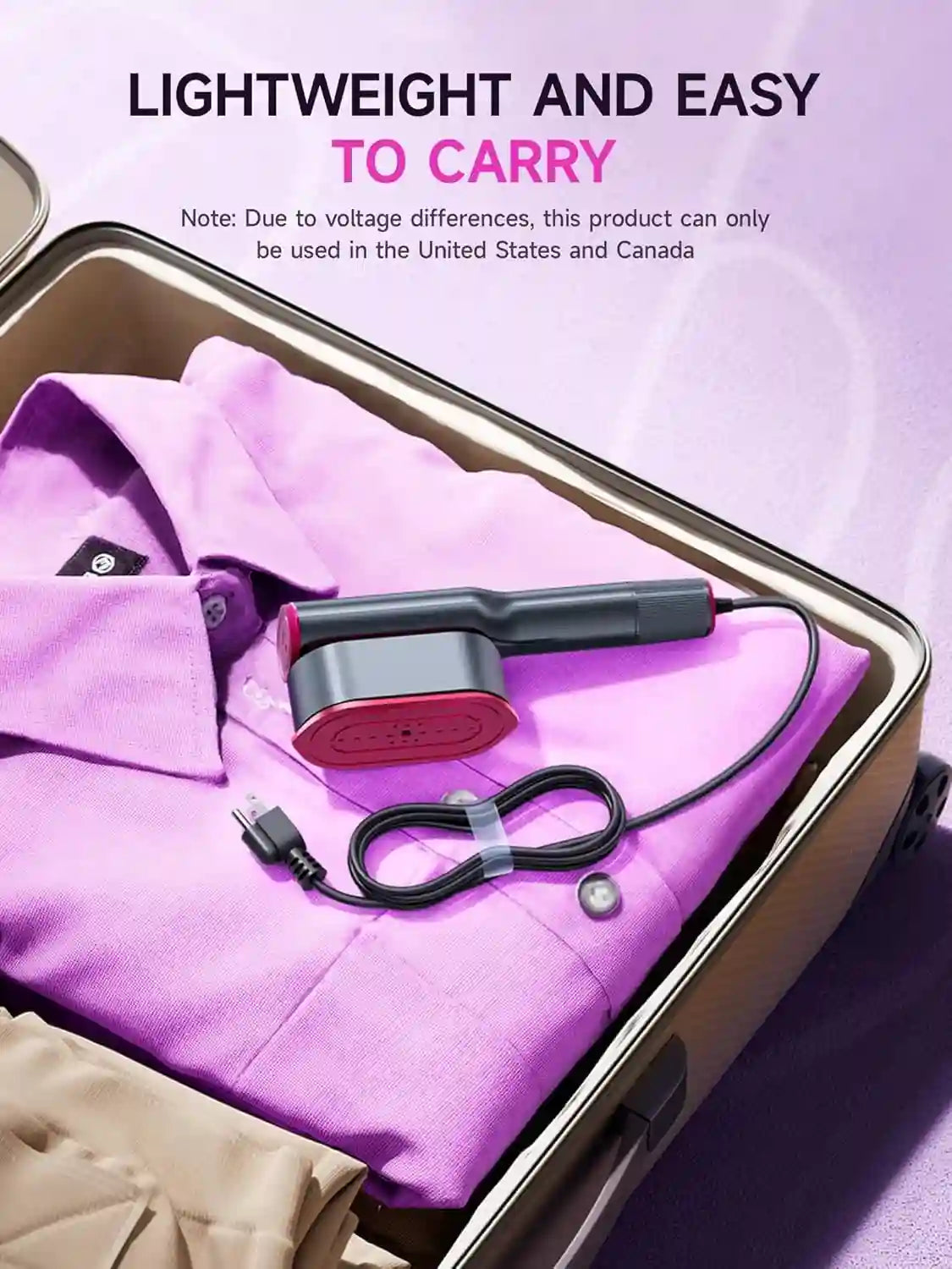 2-in-1 Handheld Iron & Steamer – 90° Swivel Ceramic Soleplate For Instant, Wrinkle-Free Elegance Anywhere