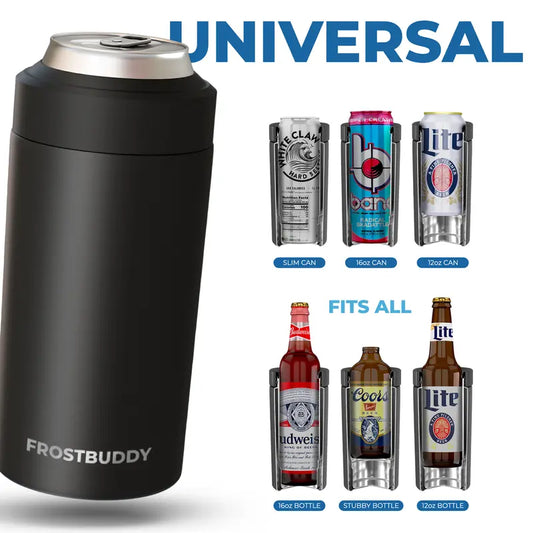 One Cooler for Every Drink: Cans, Slims, & Bottles.