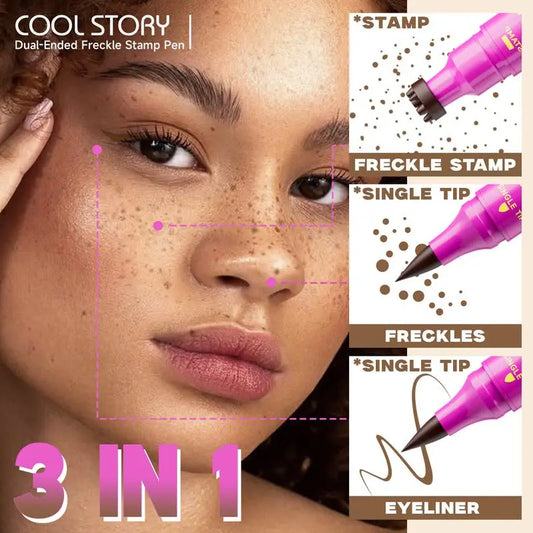 Faux Freckle Stamp Pen - Dual-Ended Stamp & Fine Tip For Natural Sun-Kissed Freckles