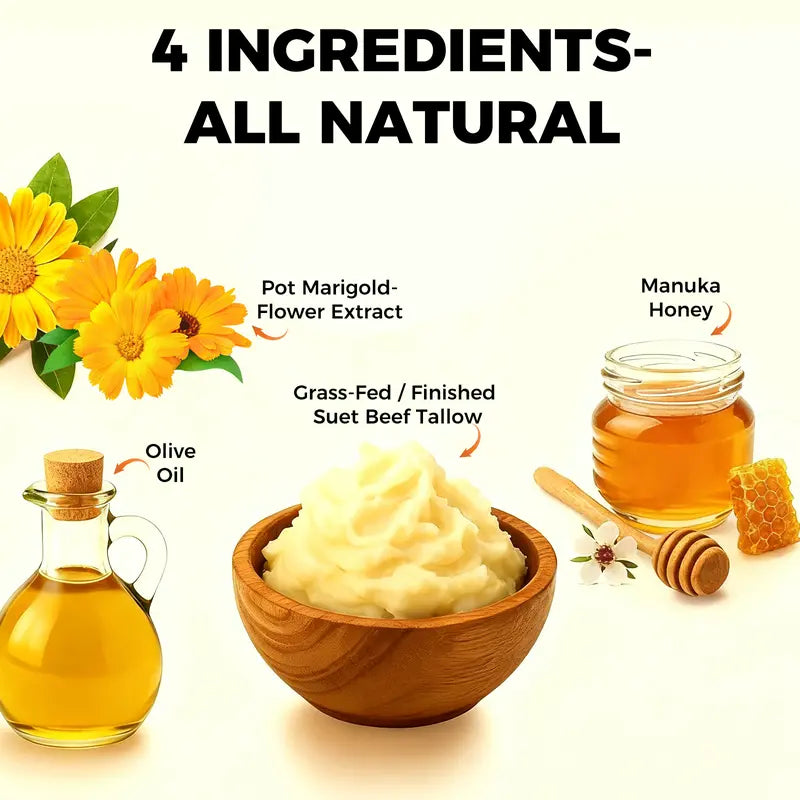 Whipped Tallow & Honey Balm for Deep Daily Moisture