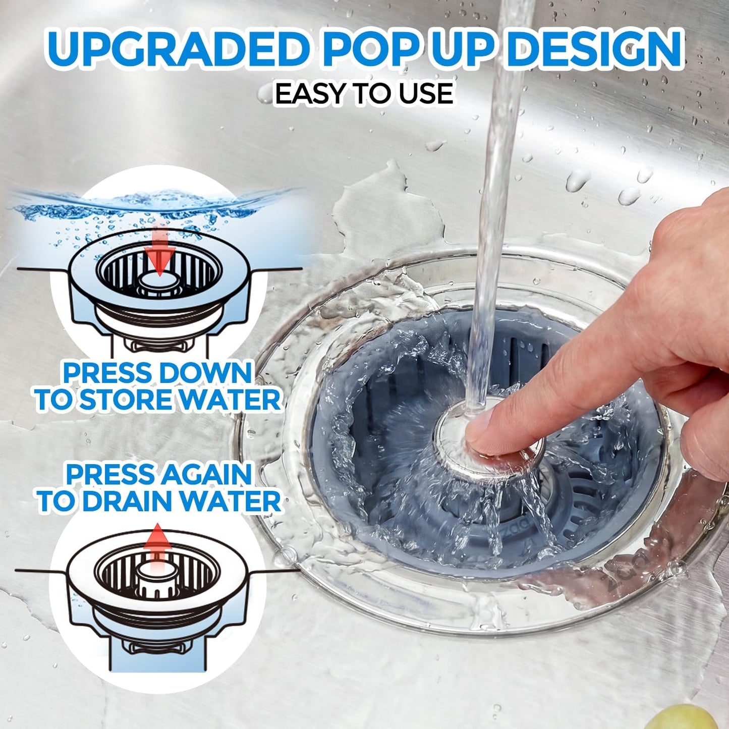 3-in-1 Universal Stainless Steel Sink Strainer & Stopper