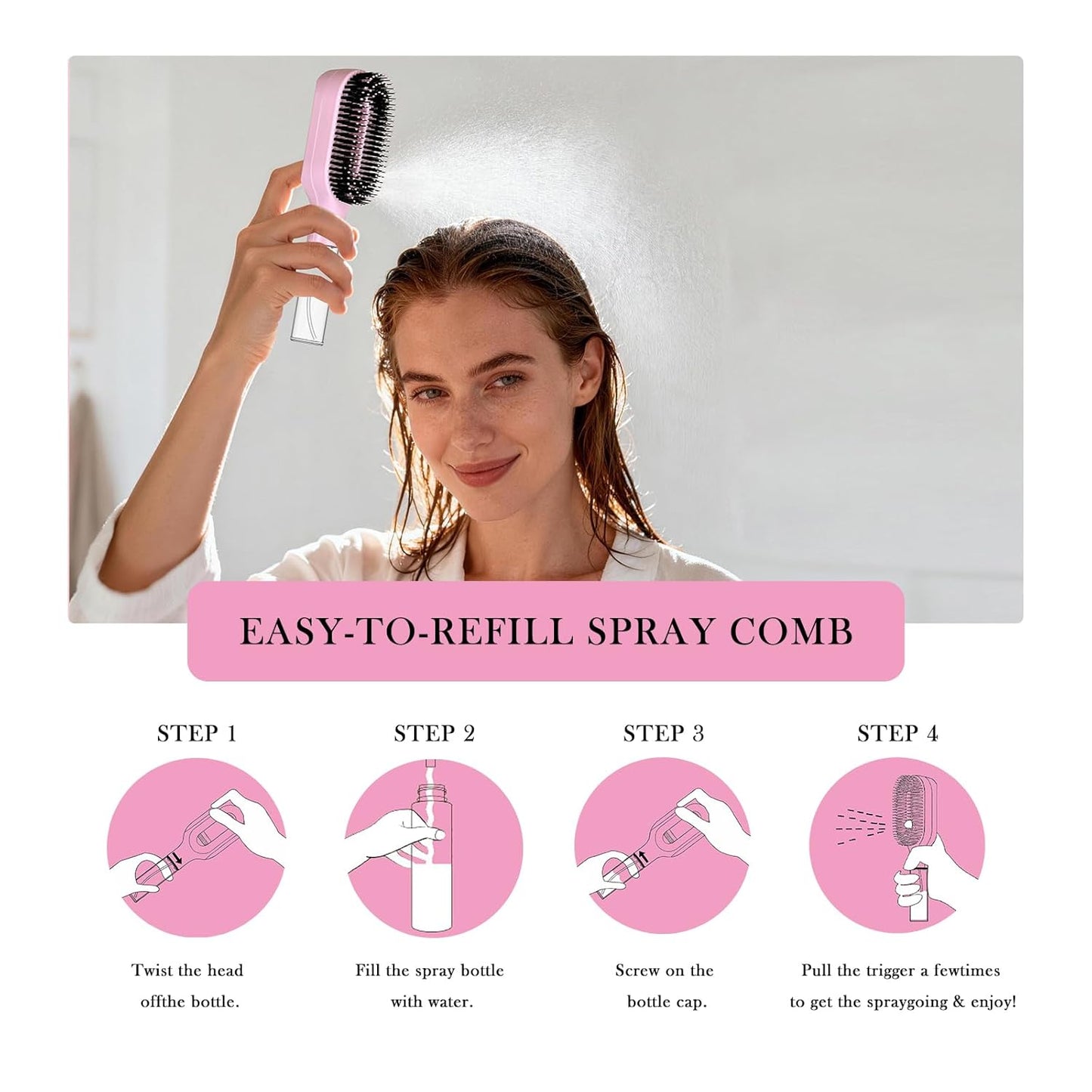 2-in-1 Hydrating Detangler Brush with Built-in Nano Mister