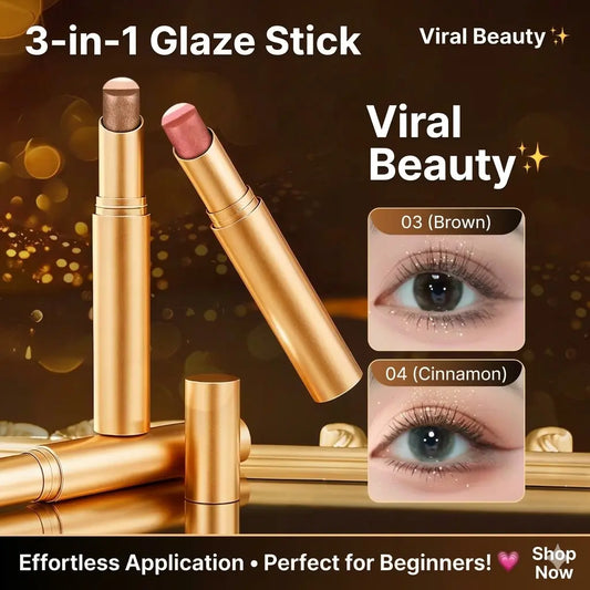 4 Packs 3 Color Eyeshadow Stick – One-Swipe Auto-Gradient Tech For Effortless 3-Second Eye Makeup