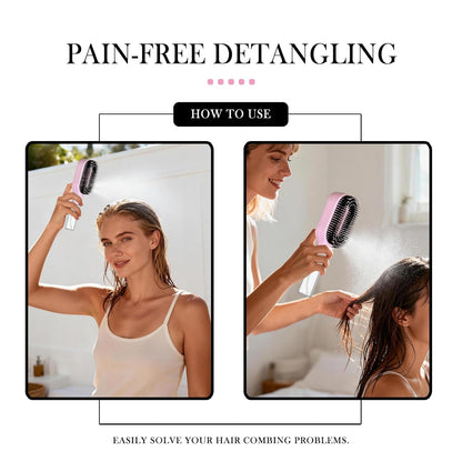 2-in-1 Hydrating Detangler Brush with Built-in Nano Mister