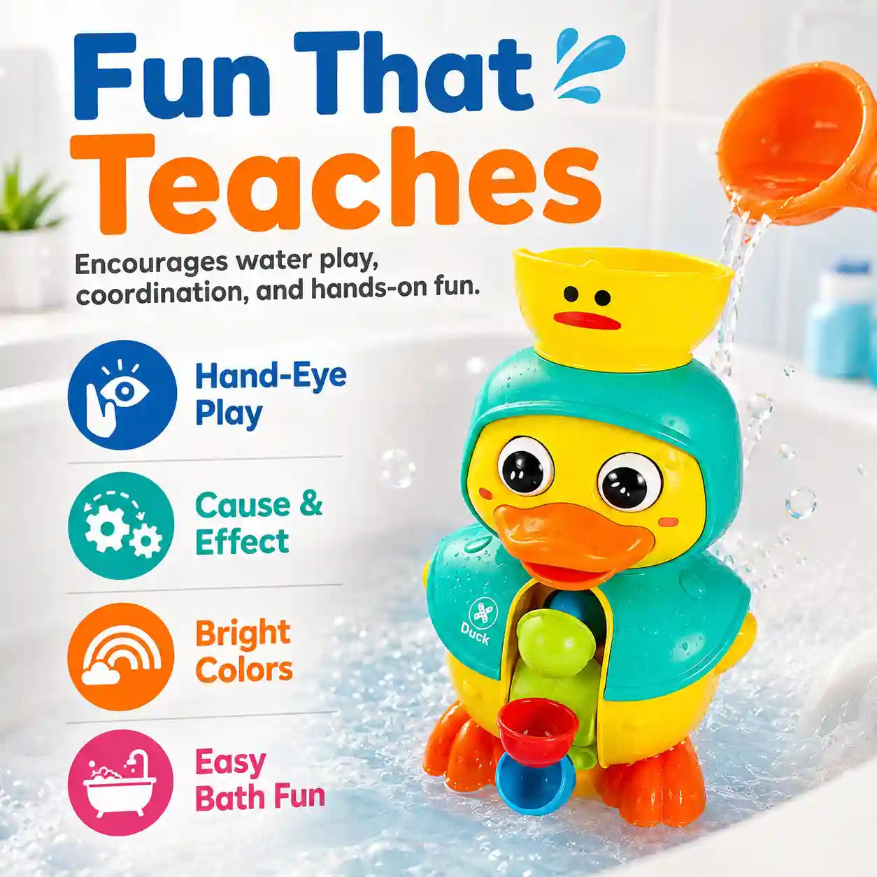 Water Wheel Pitcher Toy – Gravity-Fed Spinning Action For Endless Bath Fun & Sensory Development