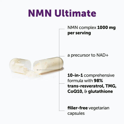 1000mg NAD+ Complex with NMN, Resveratrol & Glutathione Blend