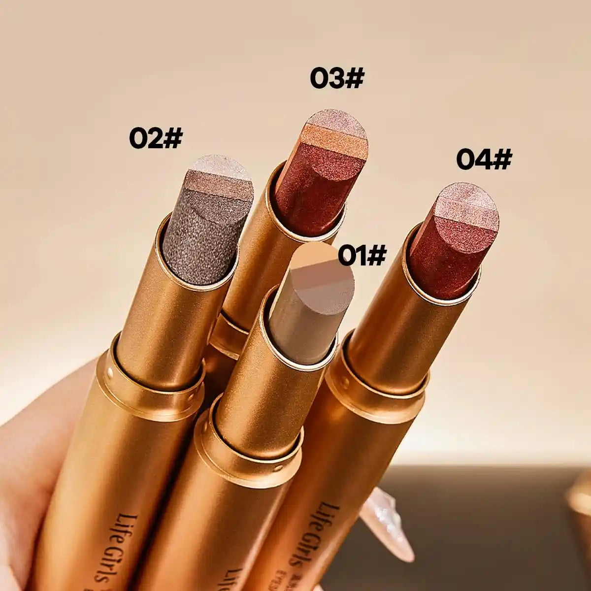 4 Packs 3 Color Eyeshadow Stick – One-Swipe Auto-Gradient Tech For Effortless 3-Second Eye Makeup