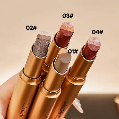 4 Packs 3 Color Eyeshadow Stick – One-Swipe Auto-Gradient Tech For Effortless 3-Second Eye Makeup