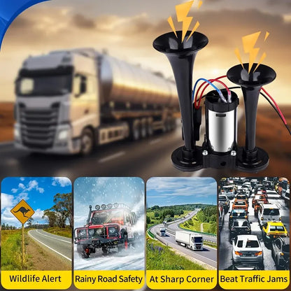 Car & Truck Air Horn – 130dB Dual Trumpets For Instant Safety Blast