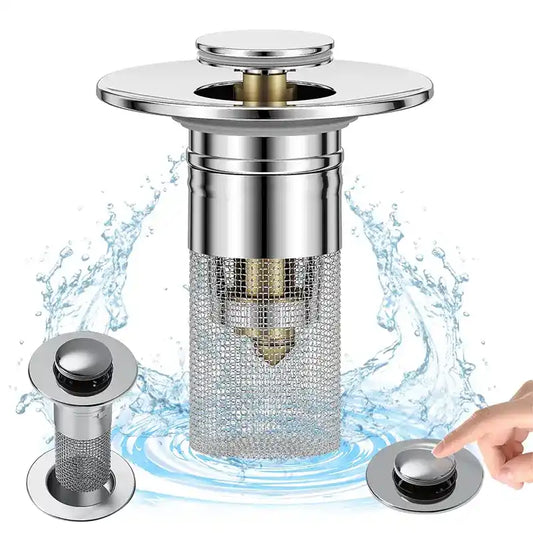 Universal Pop-Up Sink Stopper & Anti-Clogging Hair Catcher