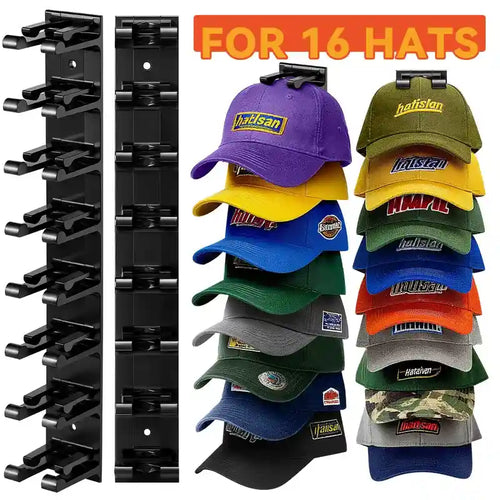 Hat Hook for Wall – Vertical Wall Organizer For Holding 16 Hats Clutter-Free