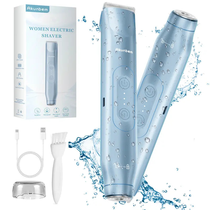 2-in-1 Women's Electric Shaver – Painless Dual-Blade for Smooth Full-Body Grooming
