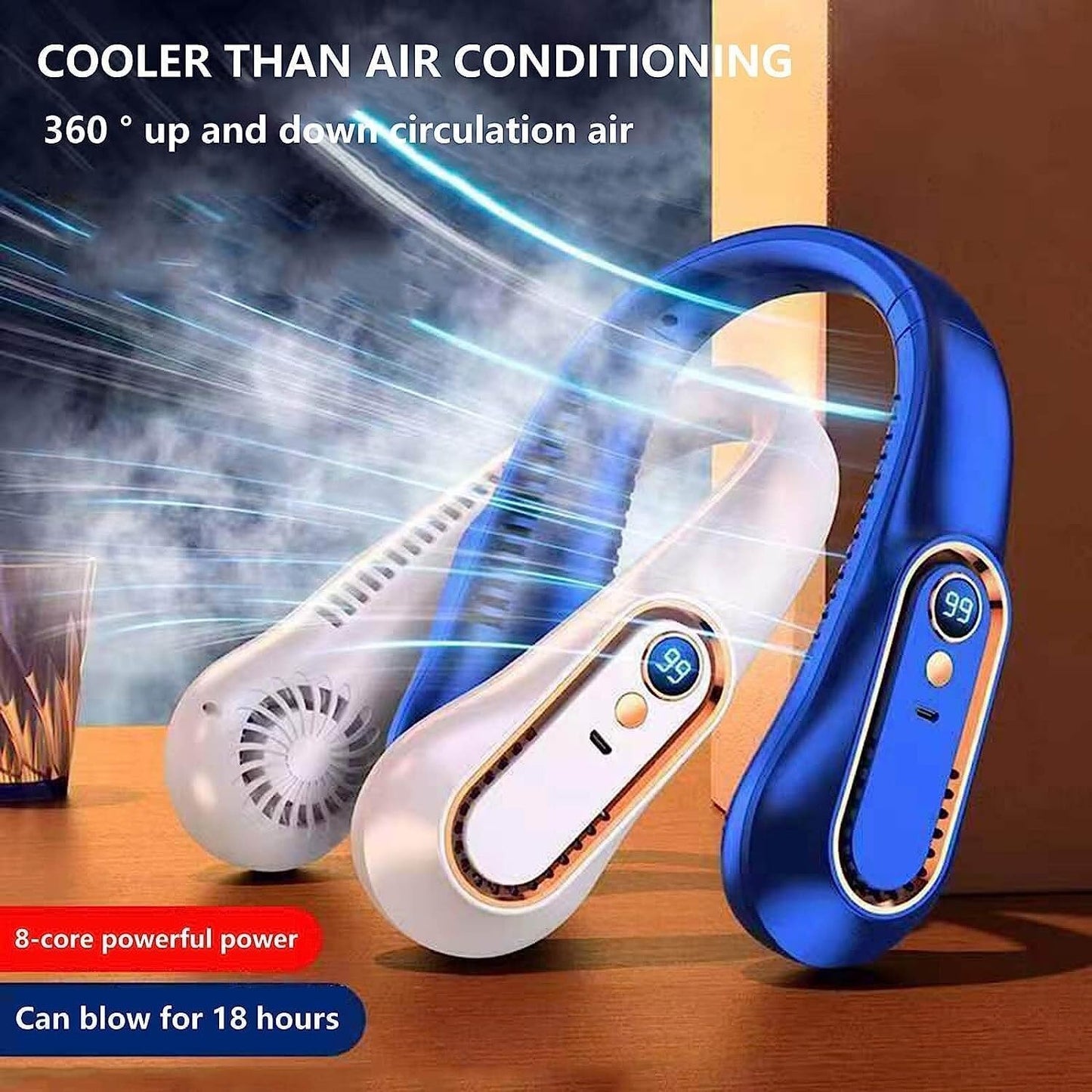 Wearable Neck Fan – 4 Turbo Airflow Channels For Instant Hands-Free Cooling