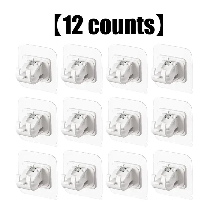 Adhesive Curtain Rod Holders – Drill-Free Spring Clip Mechanism For Damage-Free Wall Mounting