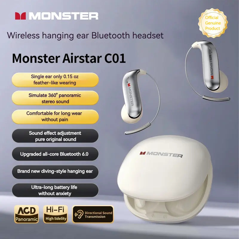 Bluetooth Headphones with Titanium Ear Hooks, Secure Fit & 145-Hour Battery Life