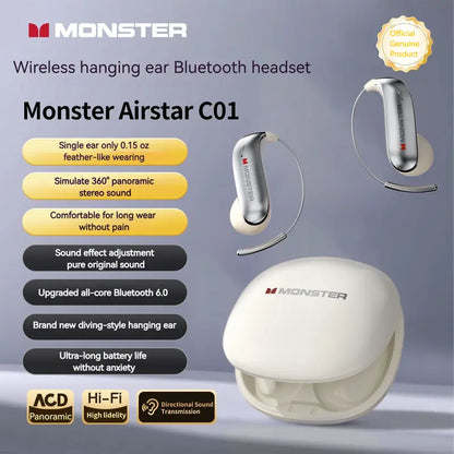 Bluetooth Headphones with Titanium Ear Hooks, Secure Fit & 145-Hour Battery Life