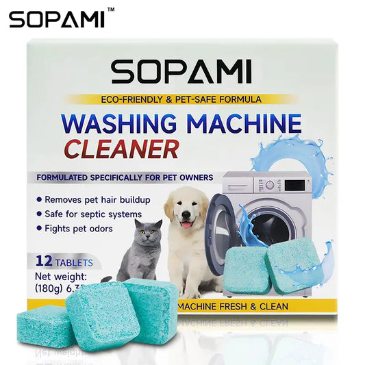 Washing Machine Cleaner Tablets - Enzymatic Hair Dissolving & Odor Eliminating Formula For Pet Owners