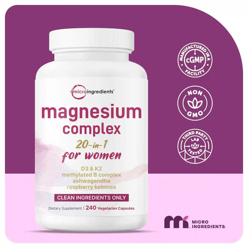 Women's Magnesium Complex Capsules – 20-in-1 Advanced Blend For Relaxation, Sleep & Daily Wellness