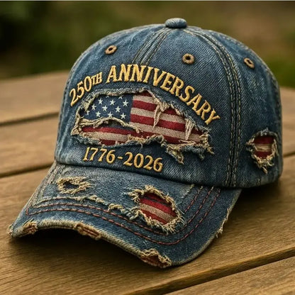 America 250th Anniversary Cap – Vintage Embroidery Patriotic Baseball Hat