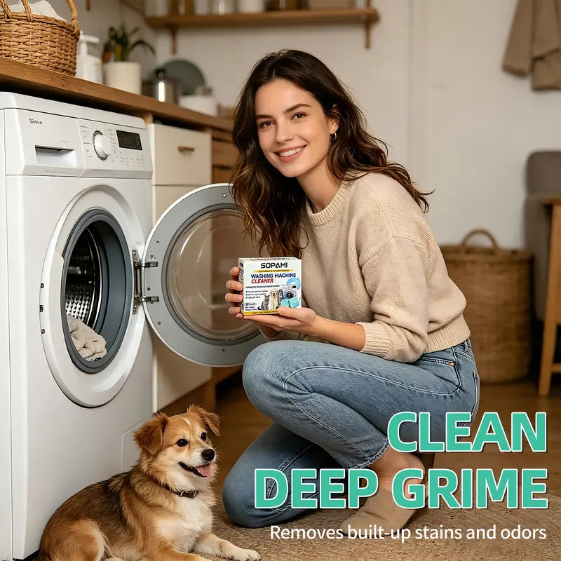Washing Machine Cleaner Tablets - Enzymatic Hair Dissolving & Odor Eliminating Formula For Pet Owners