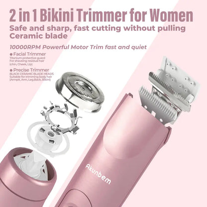 2-in-1 Women's Electric Shaver – Painless Dual-Blade for Smooth Full-Body Grooming