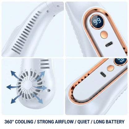 Wearable Neck Fan – 4 Turbo Airflow Channels For Instant Hands-Free Cooling