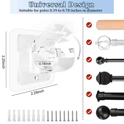 Adhesive Curtain Rod Holders – Drill-Free Spring Clip Mechanism For Damage-Free Wall Mounting