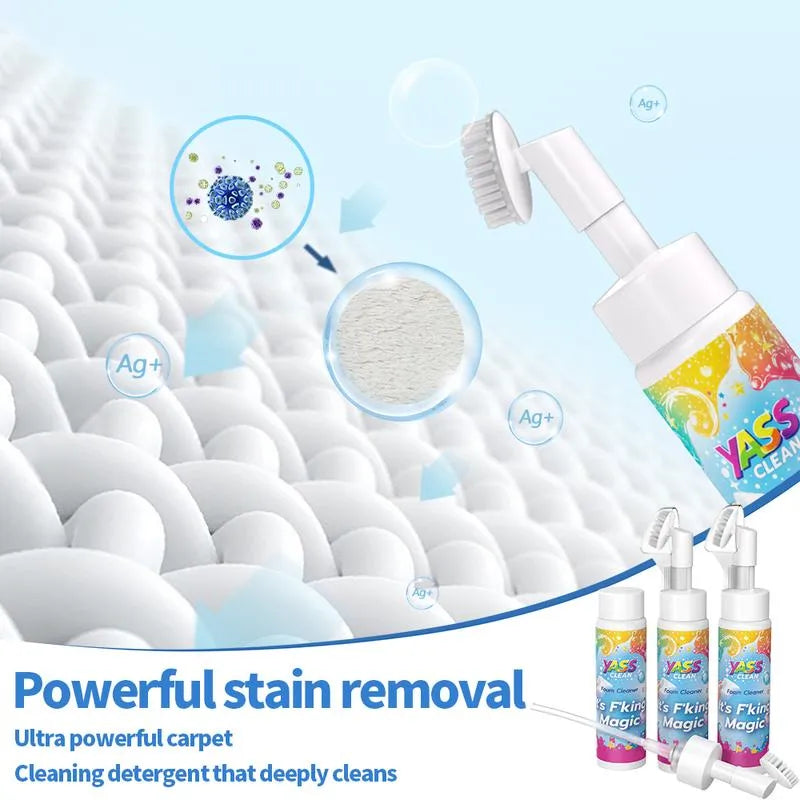 Waterless Foam Cleaner – Deep-Clean Carpets & Shoes in Seconds with a Built-In Brush