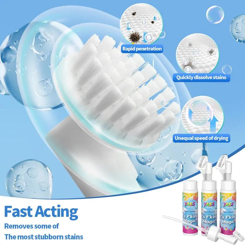 Waterless Foam Cleaner – Deep-Clean Carpets & Shoes in Seconds with a Built-In Brush