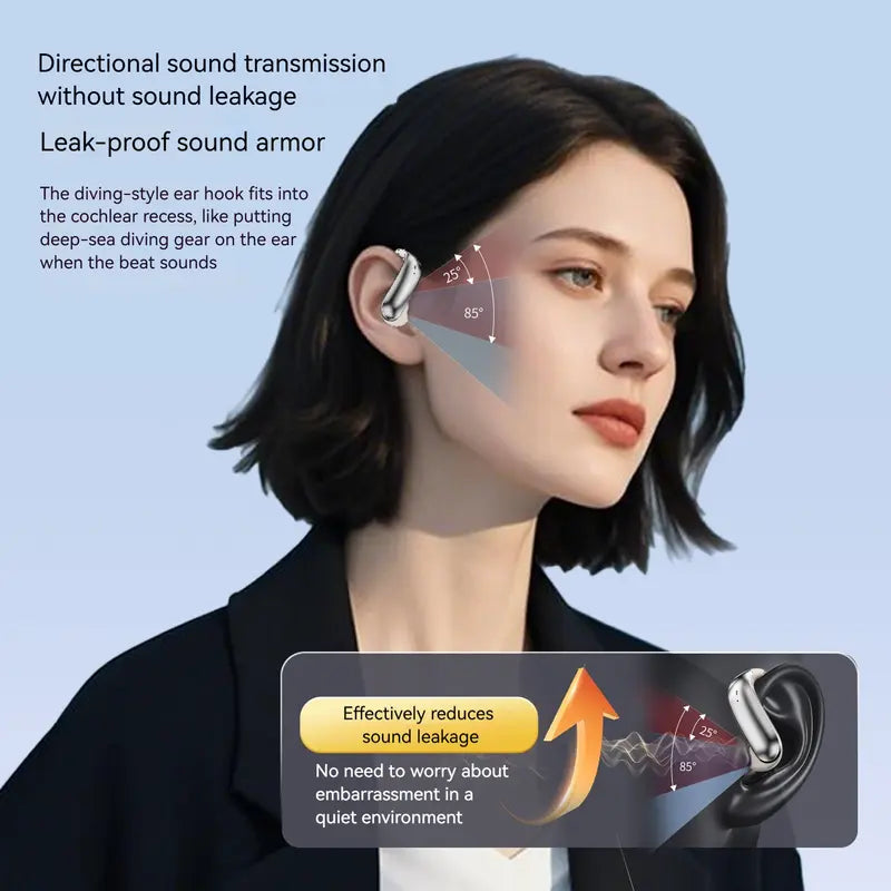 Bluetooth Headphones with Titanium Ear Hooks, Secure Fit & 145-Hour Battery Life
