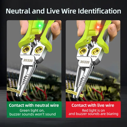 8-in-1 Wire Stripper – Integrated Smart Voltage Tester For Zero-Risk Damage-Free Electrical Work