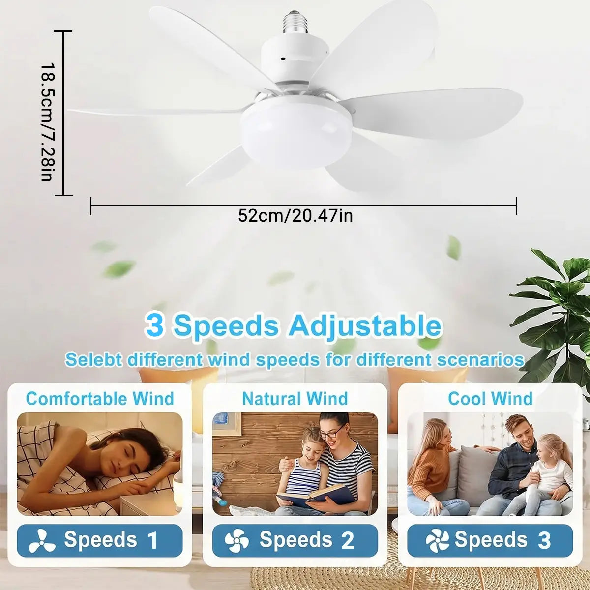 Ceiling Fan Light – Screw-In E27 Base For Instant Cool Air & Bright Light