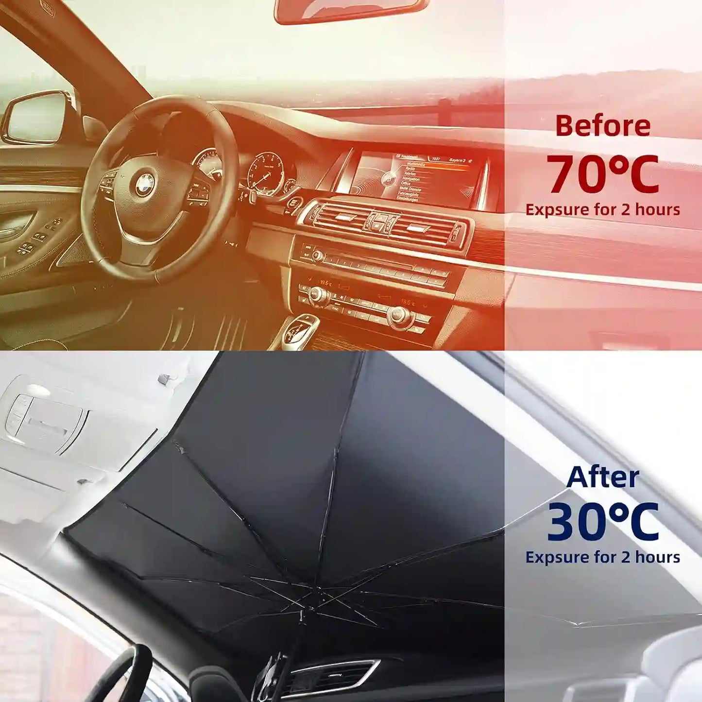 Car Windshield Sunshade Umbrella – 10-Bone Retractable Shield For Instant Heat Block
