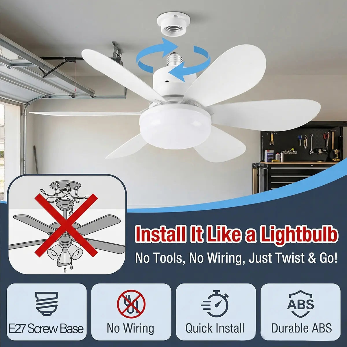 Ceiling Fan Light – Screw-In E27 Base For Instant Cool Air & Bright Light