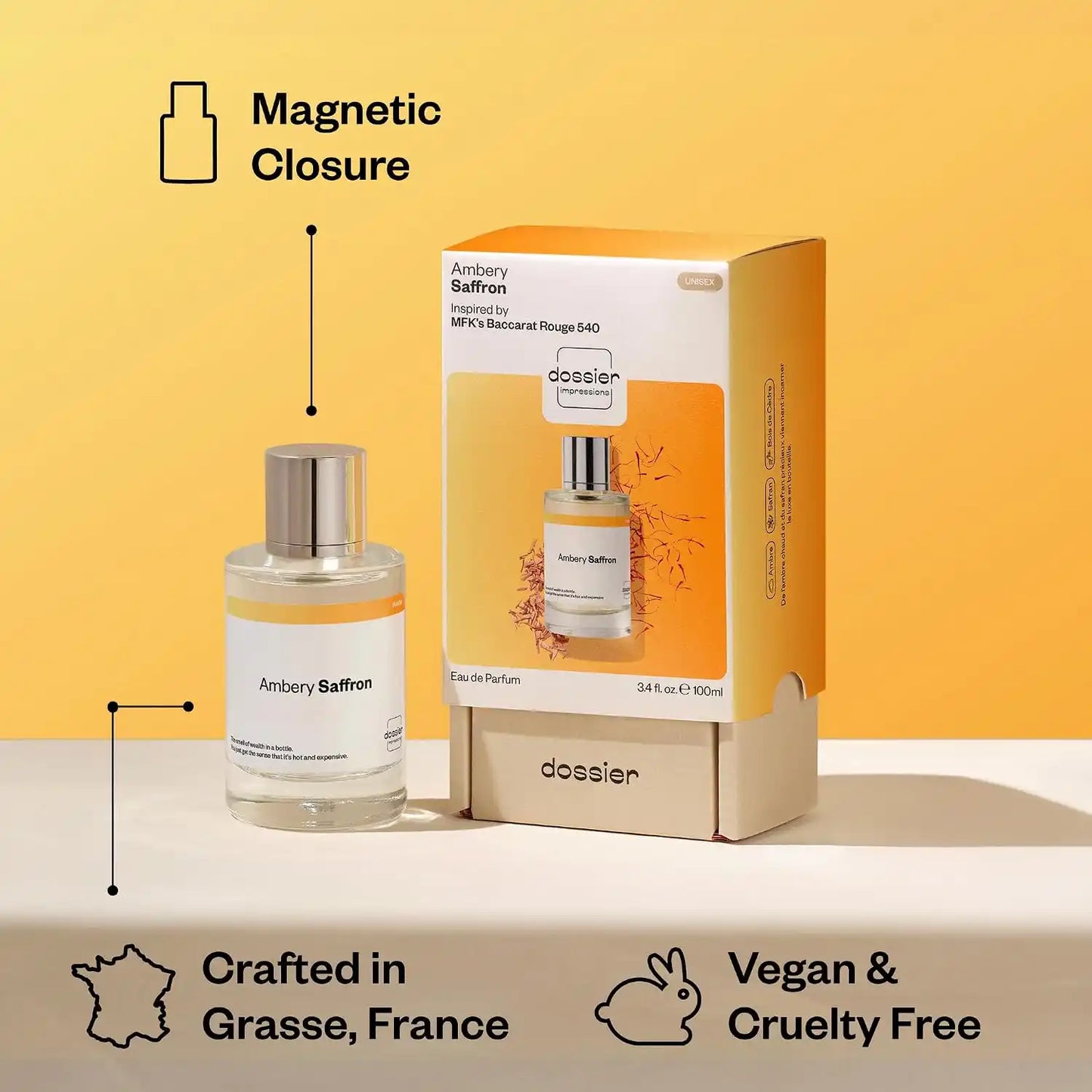 Ambery Saffron Eau De Parfum – French Saffron, Warm Amber & Luxury Scent