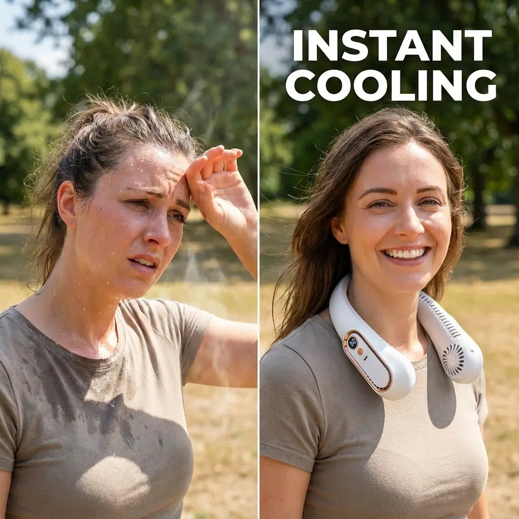Wearable Neck Fan – 4 Turbo Airflow Channels For Instant Hands-Free Cooling
