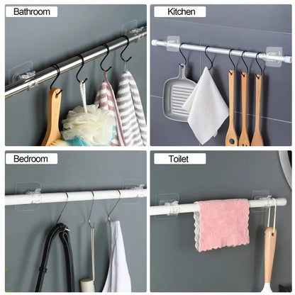 Adhesive Curtain Rod Holders – Drill-Free Spring Clip Mechanism For Damage-Free Wall Mounting