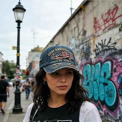 America 250th Anniversary Cap – Vintage Embroidery Patriotic Baseball Hat