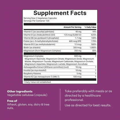 Women's Magnesium Complex Capsules – 20-in-1 Advanced Blend For Relaxation, Sleep & Daily Wellness