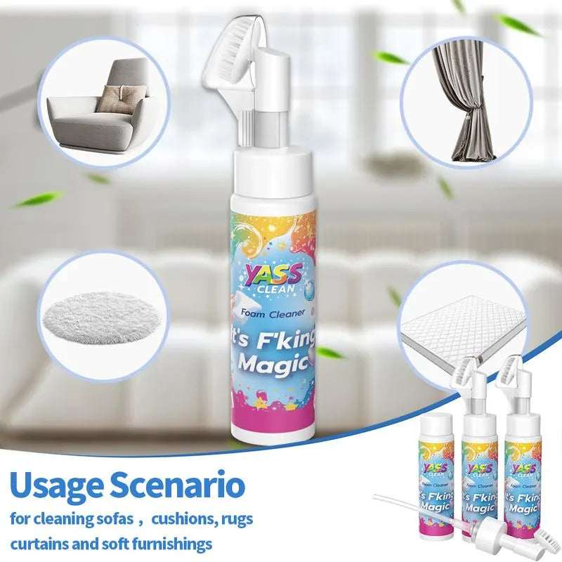 Waterless Foam Cleaner – Deep-Clean Carpets & Shoes in Seconds with a Built-In Brush