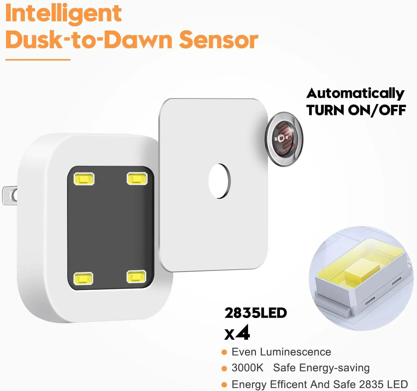 6 PCS LED Night Light – Dusk-To-Dawn Smart Sensor For Effortless Nighttime Safety