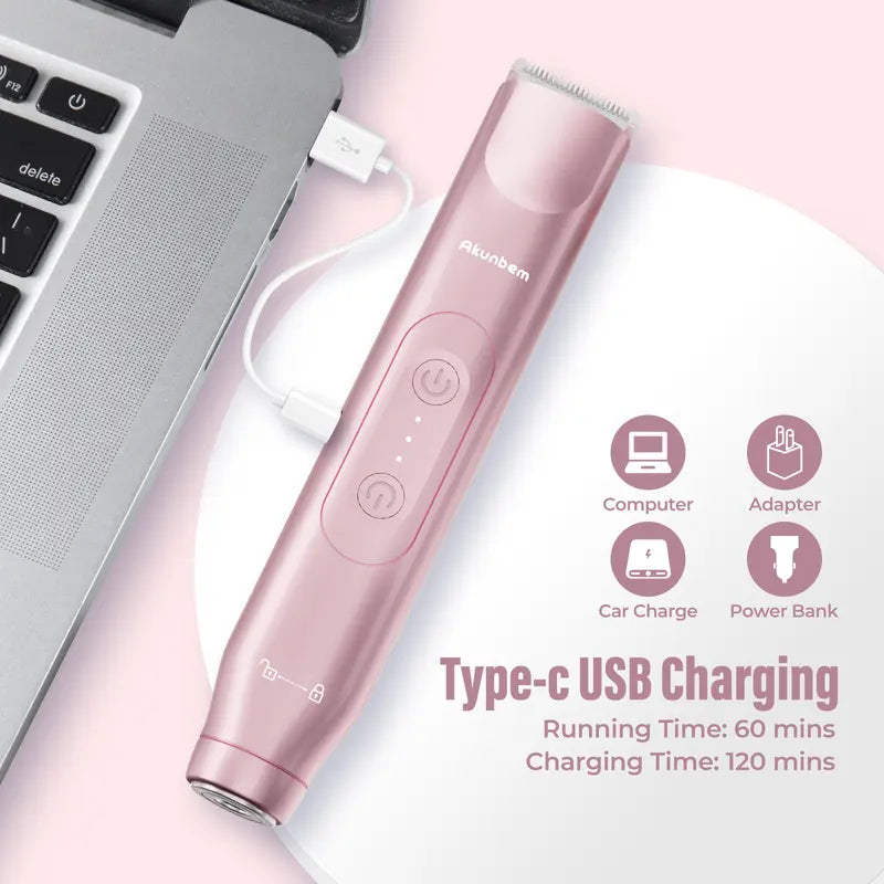 2-in-1 Women's Electric Shaver – Painless Dual-Blade for Smooth Full-Body Grooming
