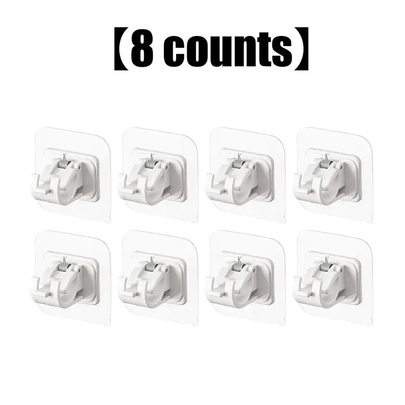 Adhesive Curtain Rod Holders – Drill-Free Spring Clip Mechanism For Damage-Free Wall Mounting