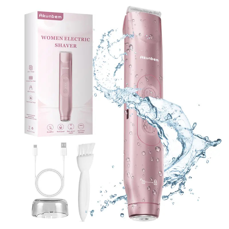 2-in-1 Women's Electric Shaver – Painless Dual-Blade for Smooth Full-Body Grooming