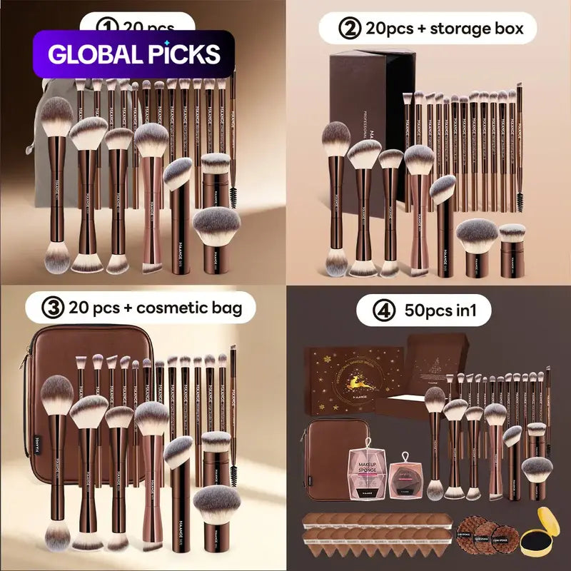 20-Piece Double-End Makeup Brush Set For A Smooth Full-Face Finish