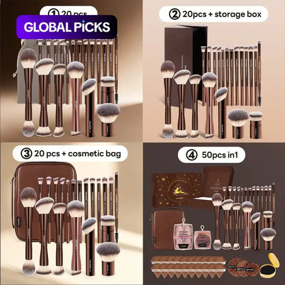 20-Piece Double-End Makeup Brush Set For A Smooth Full-Face Finish