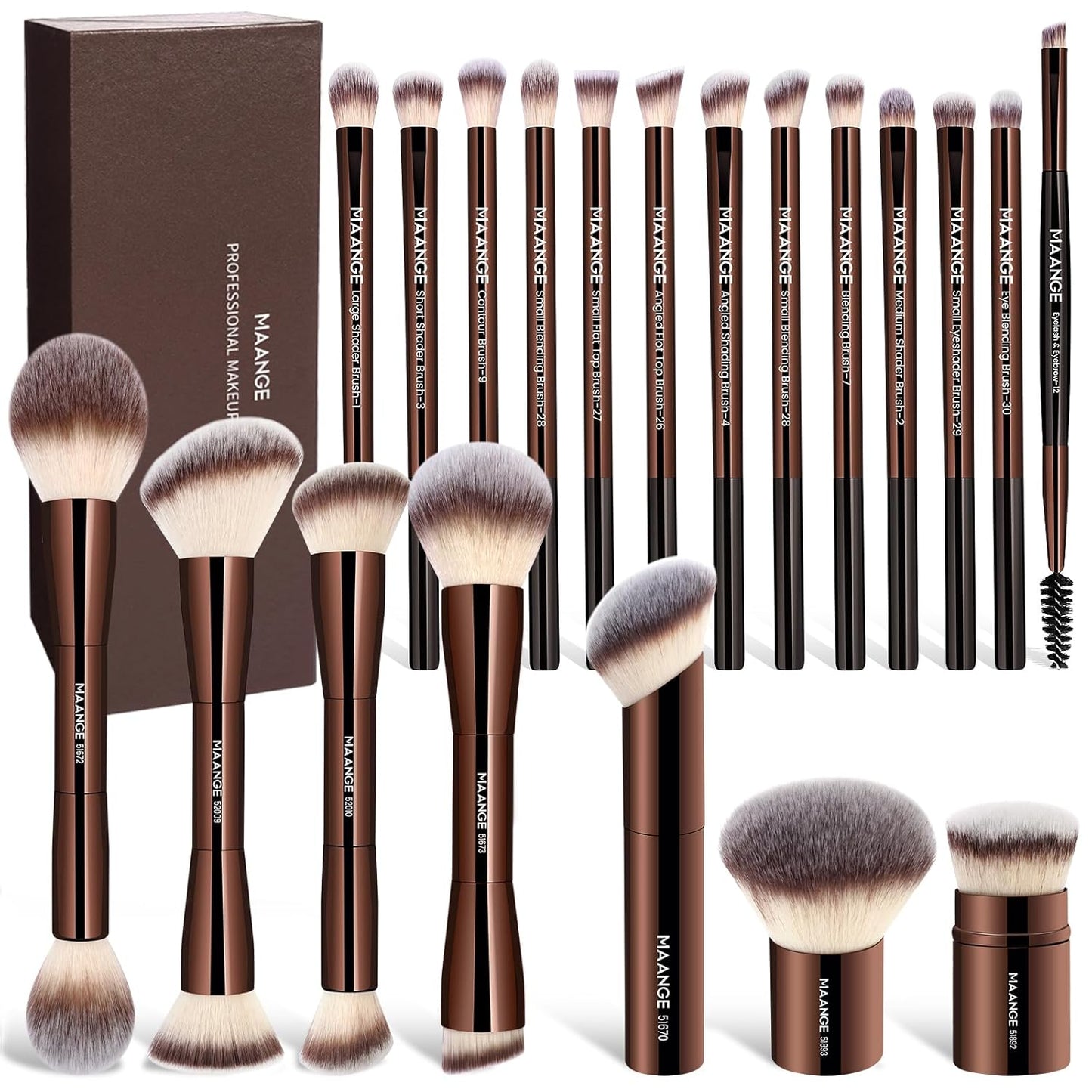 20-Piece Double-End Makeup Brush Set For A Smooth Full-Face Finish