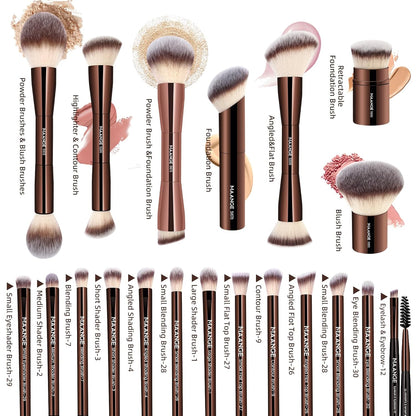 20-Piece Double-End Makeup Brush Set For A Smooth Full-Face Finish
