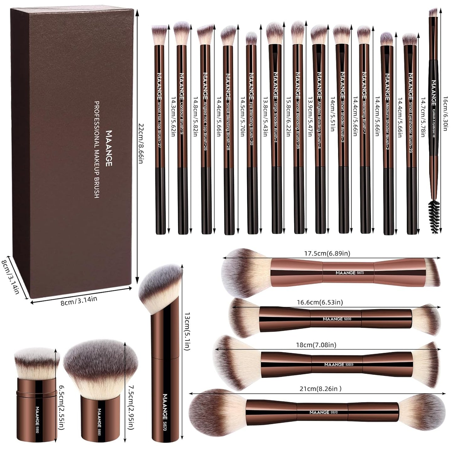 20-Piece Double-End Makeup Brush Set For A Smooth Full-Face Finish
